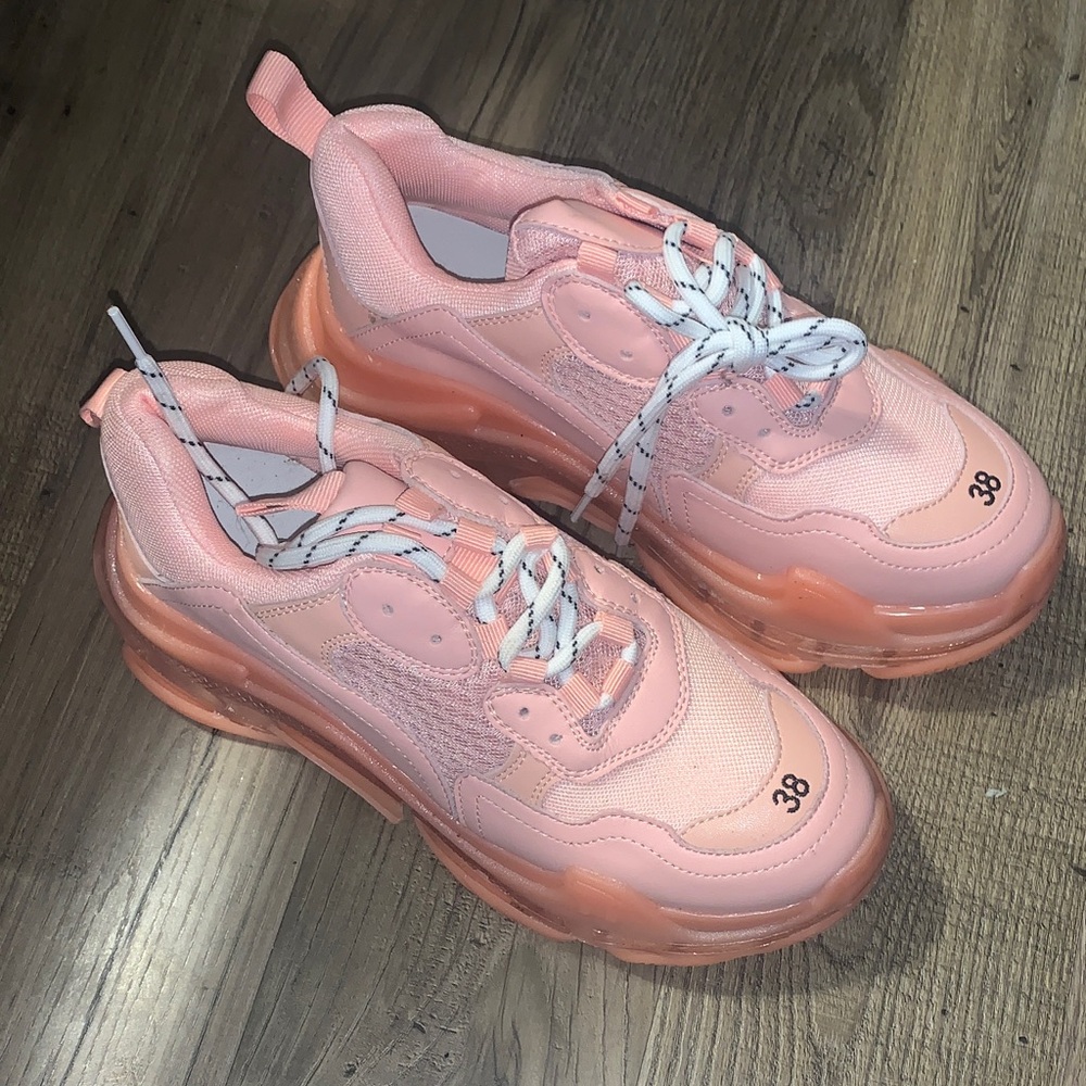 New Women's Pink Chunky Sneakers - Stylish Platform Athletic Shoes size 38
